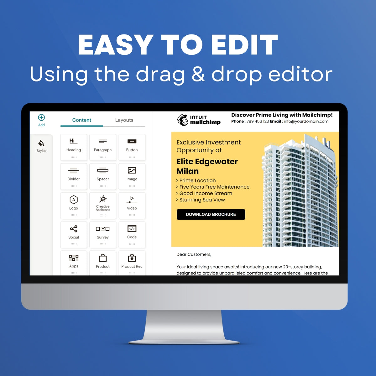 Mailchimp Editable Email Template for real estate businesses