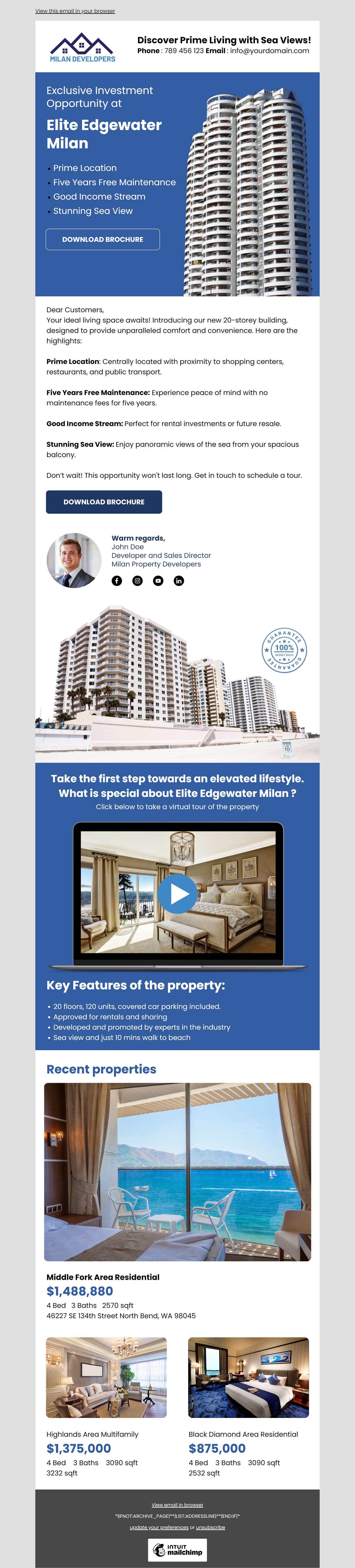 Mailchimp Editable Email Template for real estate businesses